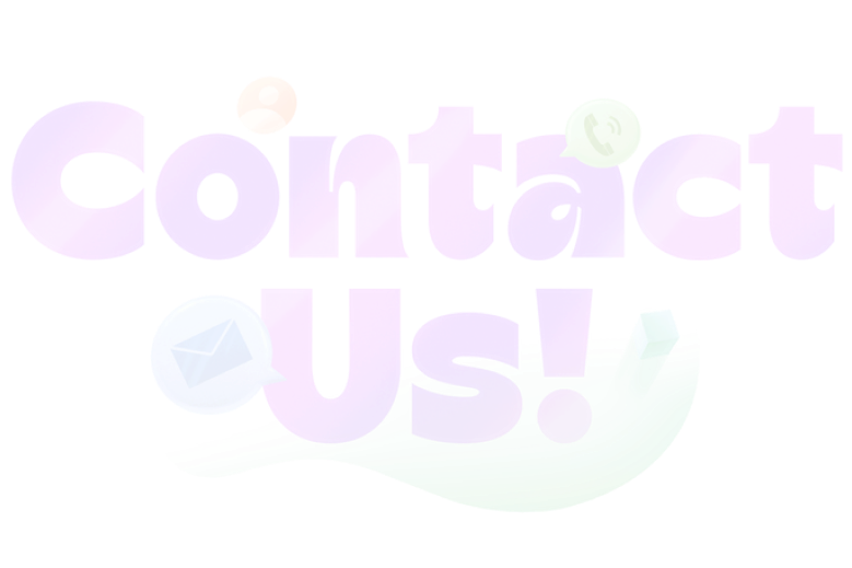 Lettering Contact Us with mail call and user icon